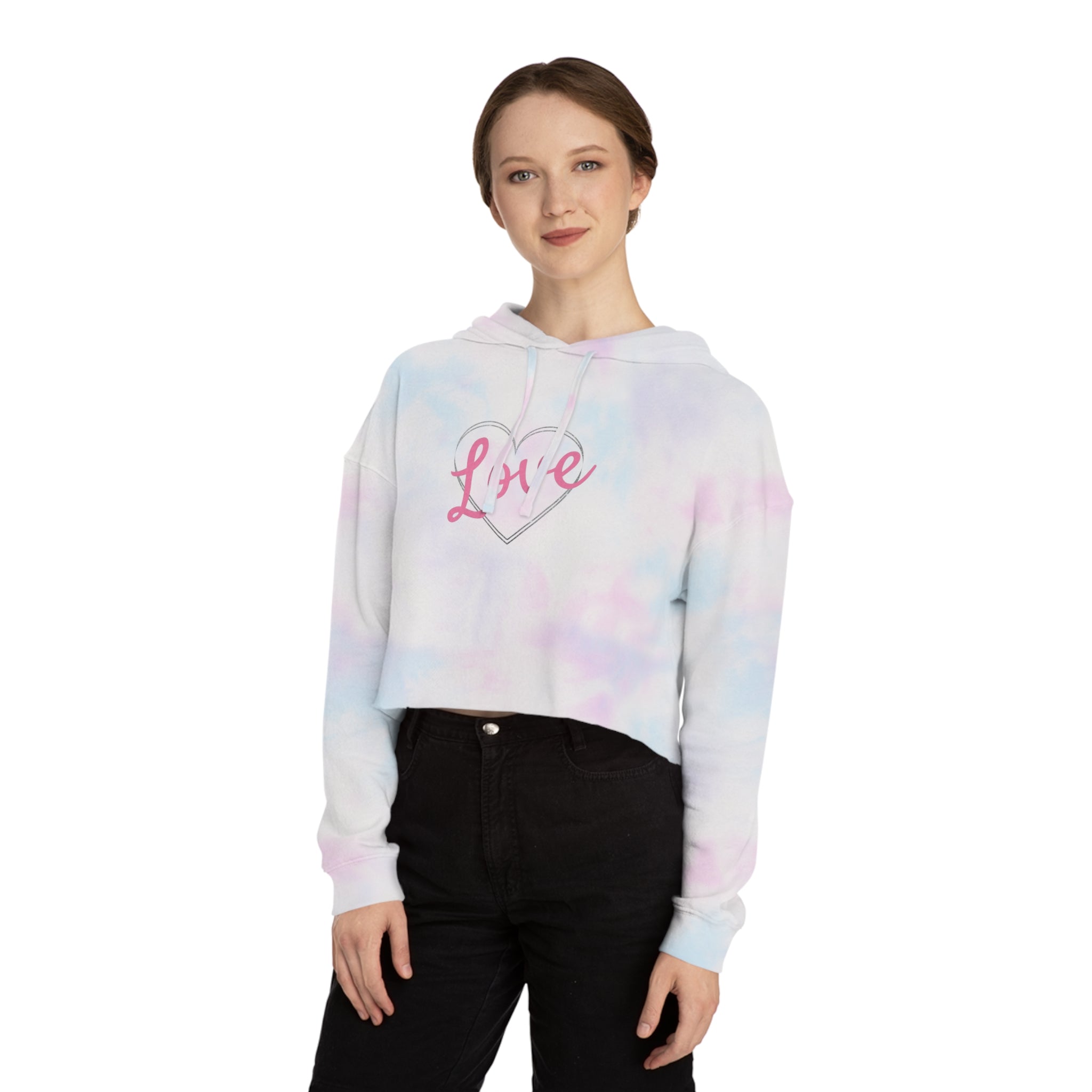Love Cropped Hoodie (Pastel Tie-Dye)