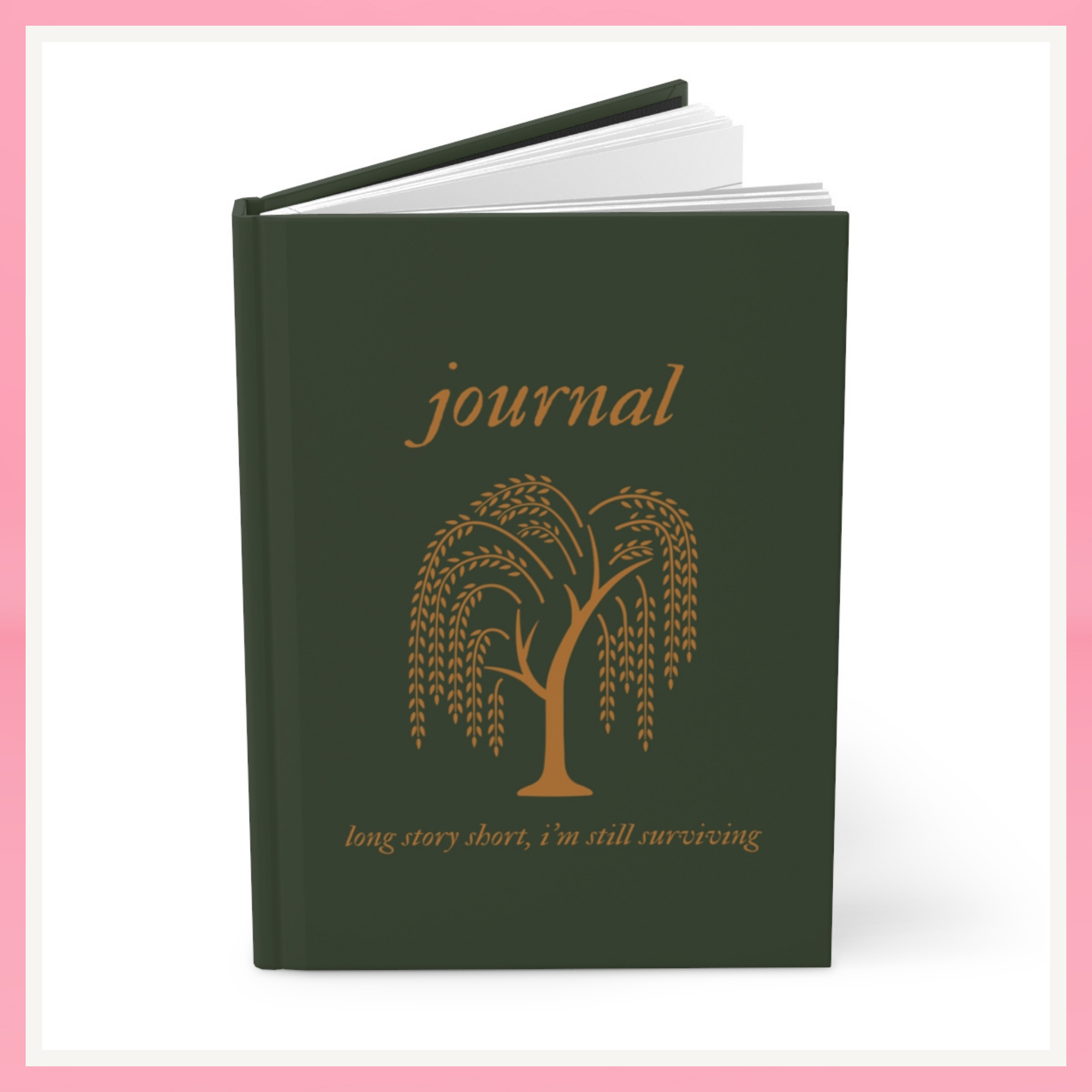 Green Willow Tree Hardcover Journal